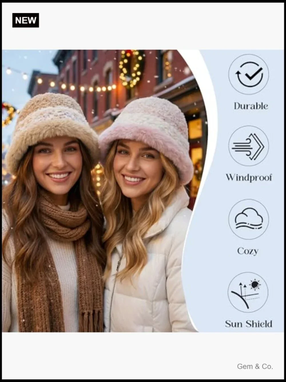 Fluffy Knit Bucket Hat Fisherman Cap Warm Cloche for Big Head